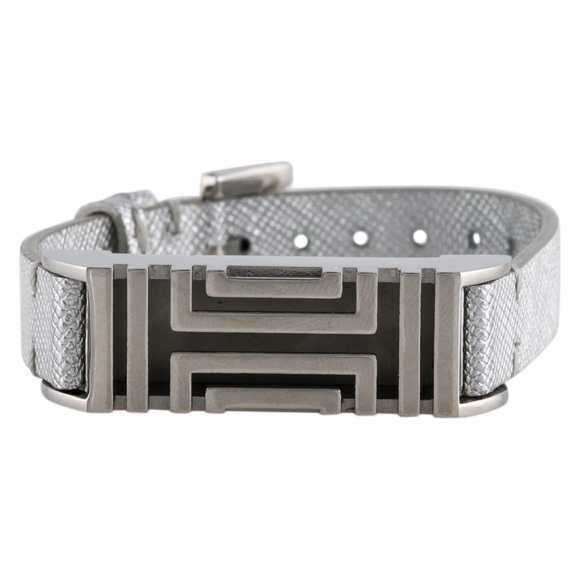 🎉 HP! ❤️ Tory Burch x Fitbit Silver Leather Bracelet - Picture 2 of 11